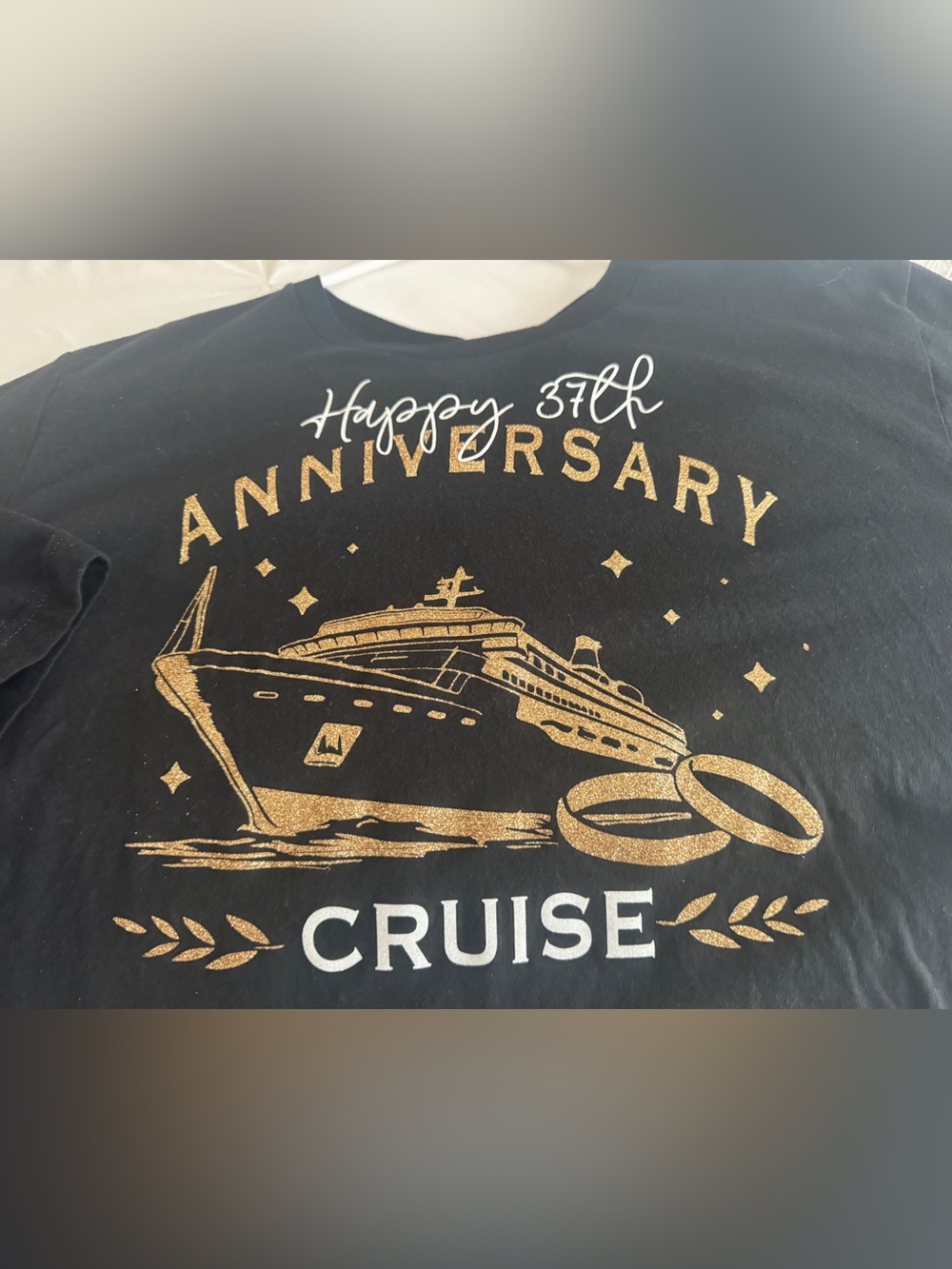 Two Bella Canvas Black T‑Shirt with Gold Cruise Anniversary Graphic